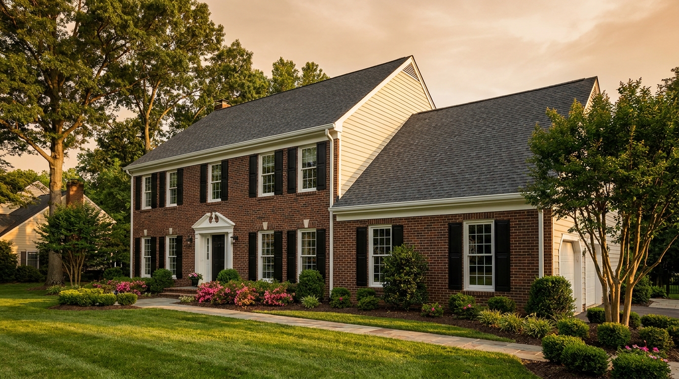 Fully renovated Northern Virginia colonial home with windows, siding, trim, gutters, and roofing