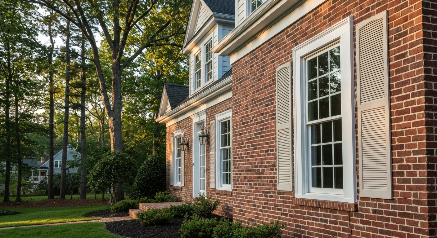 Newly installed energy-efficient white vinyl windows on a Northern Virginia home